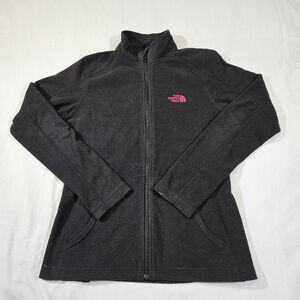 The North Face Women's Fleece Full Zip Sweater Small Black With Pink Logo